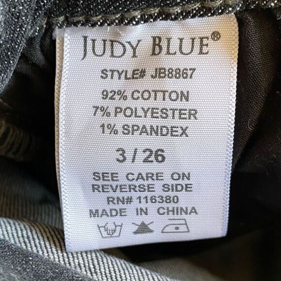 Judy Blue Boyfriend Fit Gray Bleach Splatter Distressed Mid Rise Jeans Size 3/26 - Picture 4 of 6